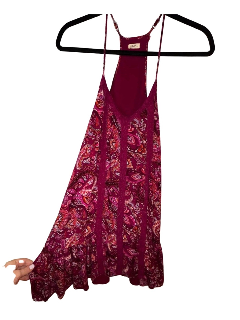 Hollister Burgundy Paisley Backless Dress